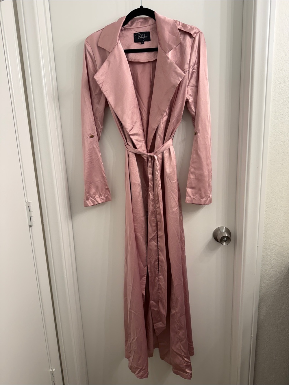 Babyboo Fashion Pink Satin Trench/Duster Coat – Size 10 (US 6 / Medium)